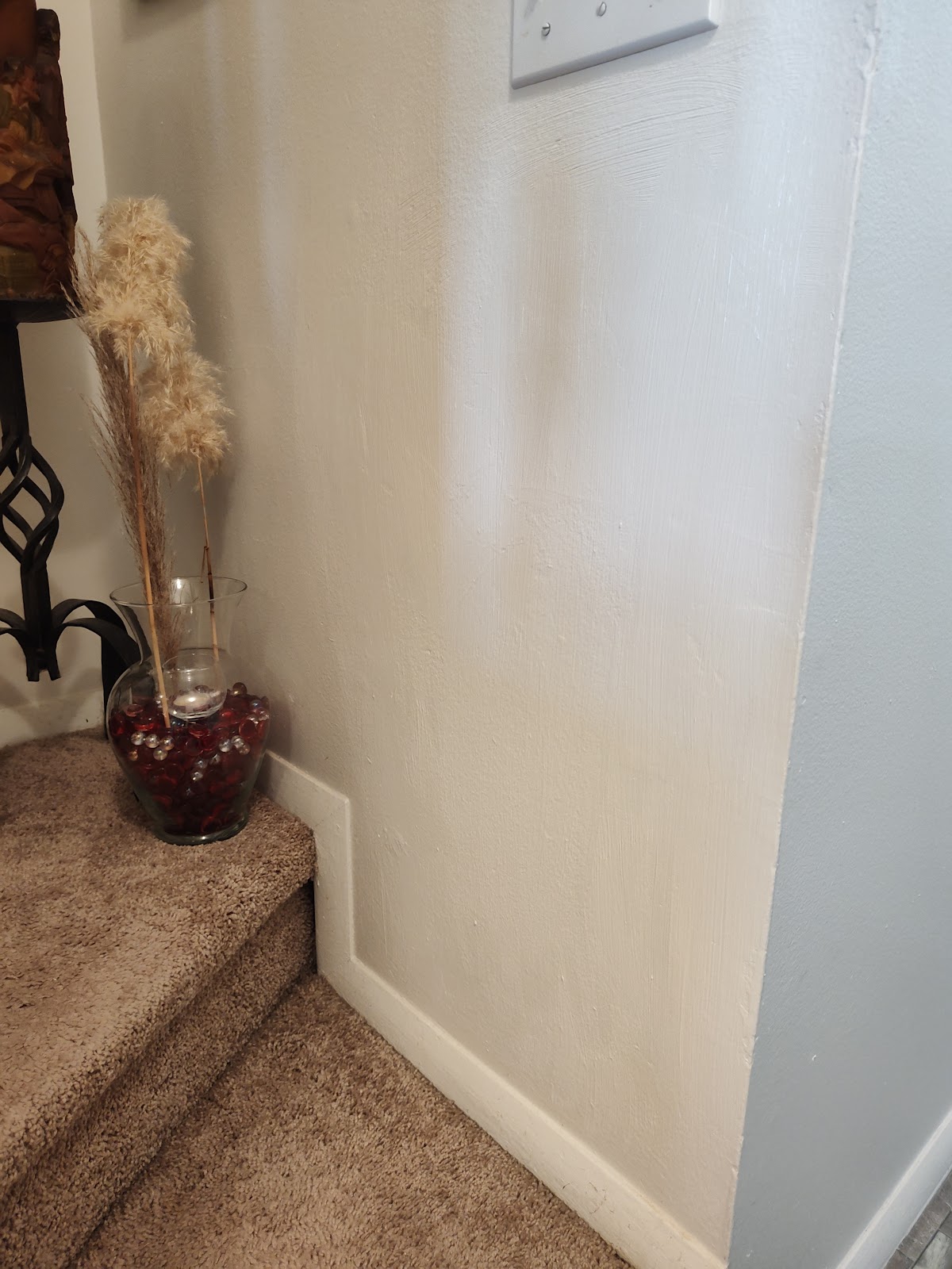 Freshly painted stairwell and trim